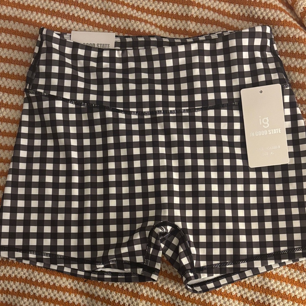 Black and White Checkered Women Shorts